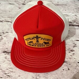 Vintage VTG SnapBack Trucker Hat Totem Point Lodge French River Ontario